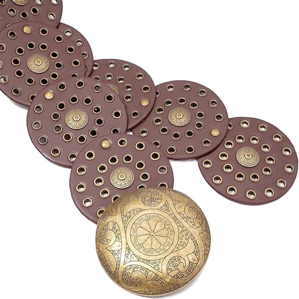 Vintage Boho Concho Leather Waist Belt - image 5